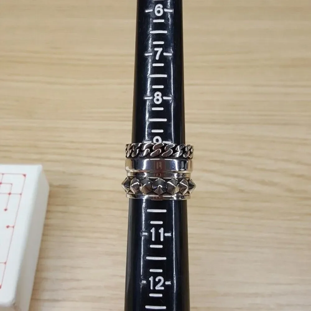 ALEXANDER MCQUEEN Jewelry Mens Size 10 / 21 Ring Punk Chain Stud Stacked $490